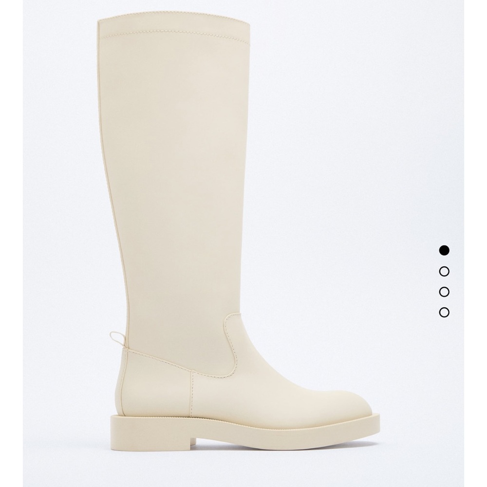 zara rubberized white high boots